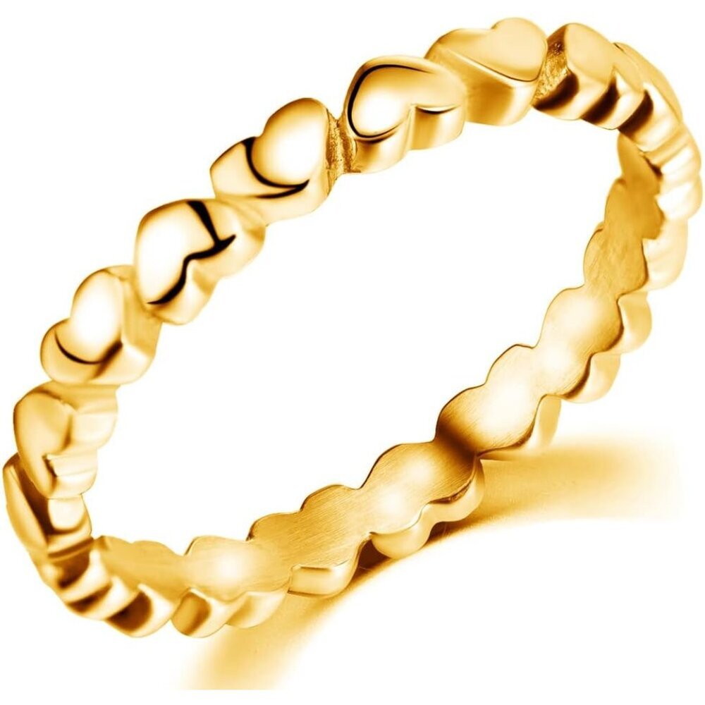 Stainless Steel Heart Shaped Classical Simple Plain Stacking Wedding Band Promis